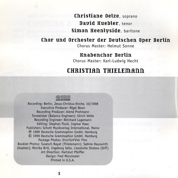 Orff* / Christiane Oelze · David Kuebler · Simon Keenlyside / Chor* Und Orchester Der Deutschen Oper Berlin / Christian Thielemann-4