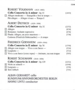 Robert Schumann, Robert Volkmann, Friedrich Gernsheim, Albert Dietrich (2) - Alban Gerhardt, Rundfunk-Sinfonieorchester Berlin, Hannu Lintu-1