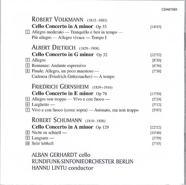 Robert Schumann, Robert Volkmann, Friedrich Gernsheim, Albert Dietrich (2) - Alban Gerhardt, Rundfunk-Sinfonieorchester Berlin, Hannu Lintu-1