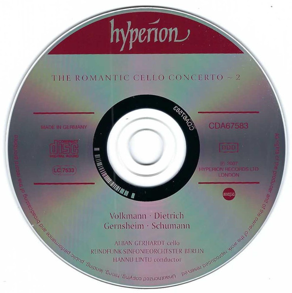 Robert Schumann, Robert Volkmann, Friedrich Gernsheim, Albert Dietrich (2) - Alban Gerhardt, Rundfunk-Sinfonieorchester Berlin, Hannu Lintu-3