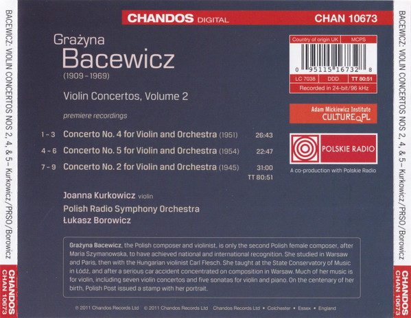 Grażyna Bacewicz – Joanna Kurkowicz, Polish Radio Symphony Orchestra*, Łukasz Borowicz-1