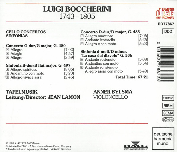 Luigi Boccherini, Anner Bylsma, Tafelmusik Baroque Orchestra Tafelmusik Jeanne Lamon-1