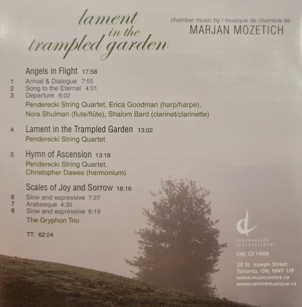 Marjan Mozetich, Penderecki String Quartet, The Gryphon Trio-3