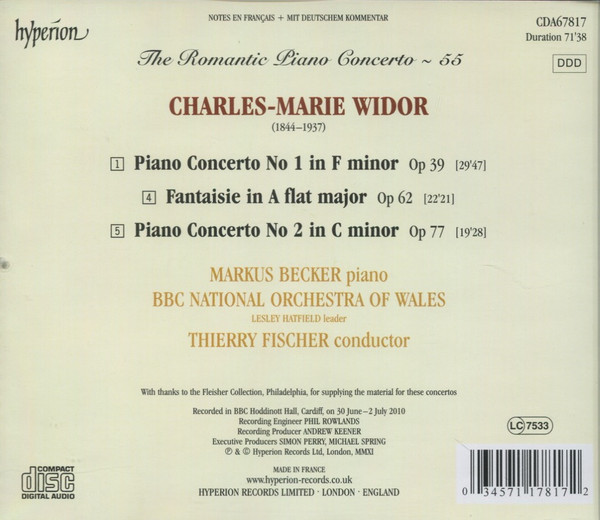 Charles-Marie Widor - Markus Becker (4), BBC National Orchestra Of Wales, Thierry Fischer (2)-1