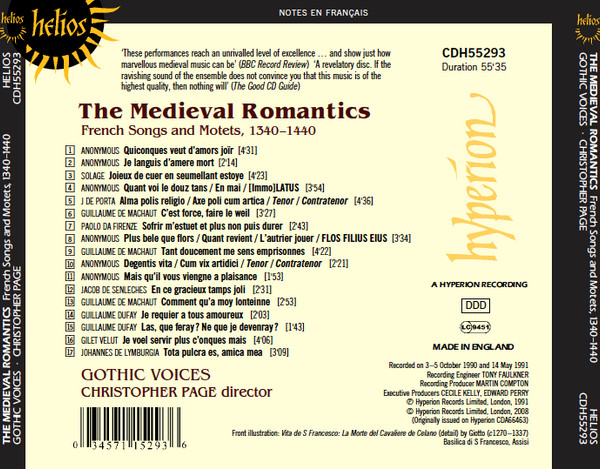 Anonymous, Guillaume Dufay, Guillaume de Machaut, Jacob de Senleches, Johannes De Lymburgia, Paolo Da Firenze, Solage, J. De Porta, Gilet Velut - Gothic Voices (2), Christopher Page-1
