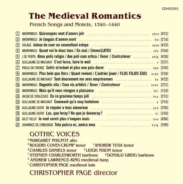 Anonymous, Guillaume Dufay, Guillaume de Machaut, Jacob de Senleches, Johannes De Lymburgia, Paolo Da Firenze, Solage, J. De Porta, Gilet Velut - Gothic Voices (2), Christopher Page-3