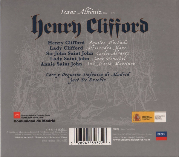 Albéniz* - Aquiles Machado ‧ Alessandra Marc ‧ Carlos Álvarez (2) ‧ Jane Henschel ‧ Ana María Martínez* ‧ Coro y Orquesta Sinfónica de Madrid ‧ José De Eusebio-1