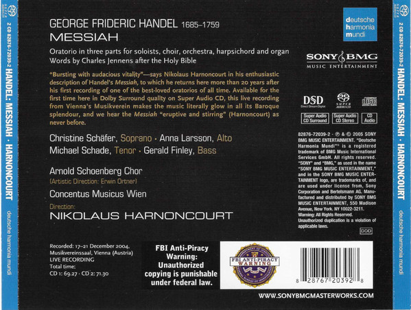 Handel*, Nikolaus Harnoncourt, Concentus Musicus Wien, Christine Schäfer, Anna Larsson (2), Michael Schade, Gerald Finley-1