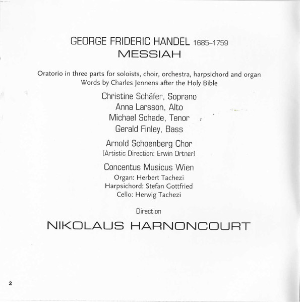 Handel*, Nikolaus Harnoncourt, Concentus Musicus Wien, Christine Schäfer, Anna Larsson (2), Michael Schade, Gerald Finley-4