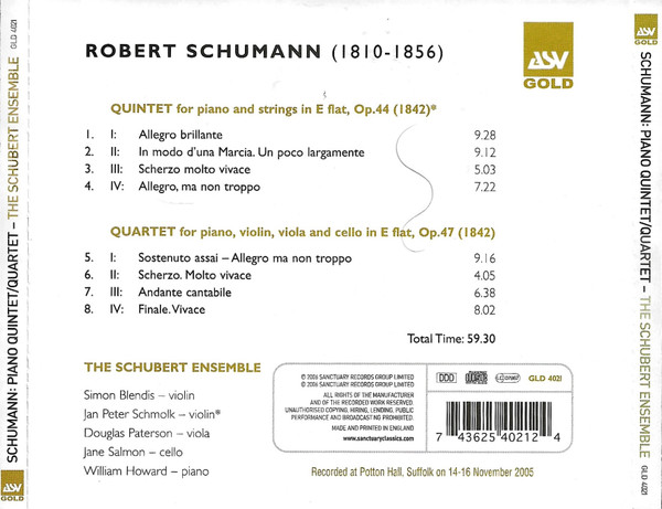 The Schubert Ensemble Of London, Robert Schumann-1
