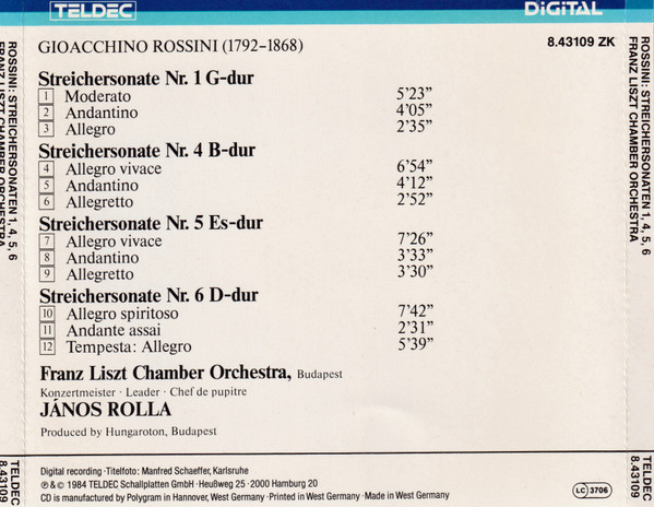 Gioacchino Rossini / Franz Liszt Chamber Orchestra*, János Rolla-1