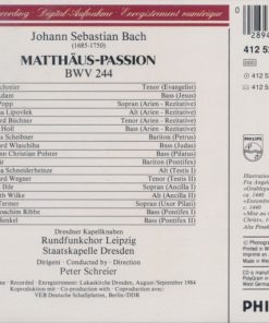 Johann Sebastian Bach - Lucia Popp · Marjana Lipovšek · Peter Schreier · Theo Adam · Eberhard Büchner · Robert Holl · Rundfunkchor Leipzig · Staatskapelle Dresden-1