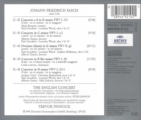 Johann Friedrich Fasch - The English Concert, Trevor Pinnock-1
