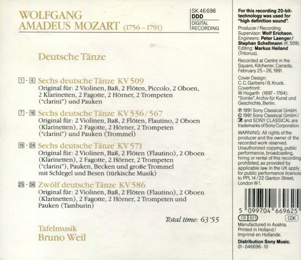 Mozart* • Tafelmusik* • Bruno Weil-1