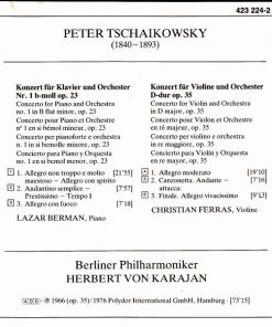 Peter Tschaikowsky* : Karajan*, Lazar Berman · Christian Ferras · Berliner Philharmoniker-3