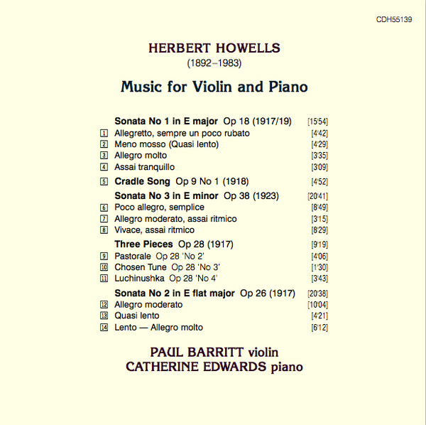 Herbert Howells - Paul Barritt, Catherine Edwards-2