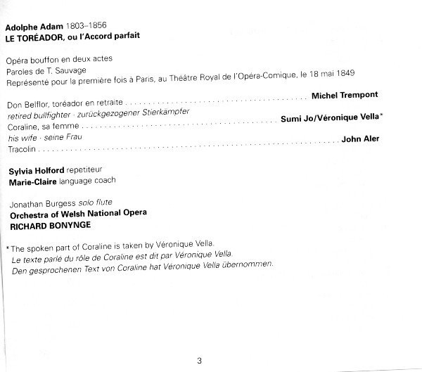 Adam* - Sumi Jo, John Aler, Michel Trempont, Orchestra Of The Welsh National Opera*, Richard Bonynge-1