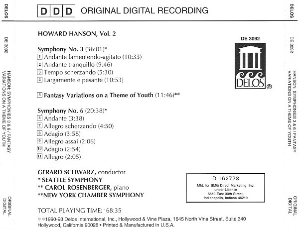 Howard Hanson - Seattle Symphony*, New York Chamber Symphony, Gerard Schwarz, Carol Rosenberger-1
