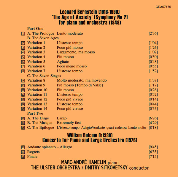 Leonard Bernstein | William Bolcom, Marc-André Hamelin, The Ulster Orchestra*, Dmitry Sitkovetsky-3