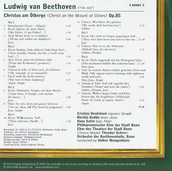 Ludwig van Beethoven, Cristina Deutekom, Nicolai Gedda, Hans Sotin, Philharmonischer Chor Der Stadt Bonn, Chor Des Theaters Der Stadt Bonn, Orchester Der Beethovenhalle Bonn, Volker Wangenheim-2