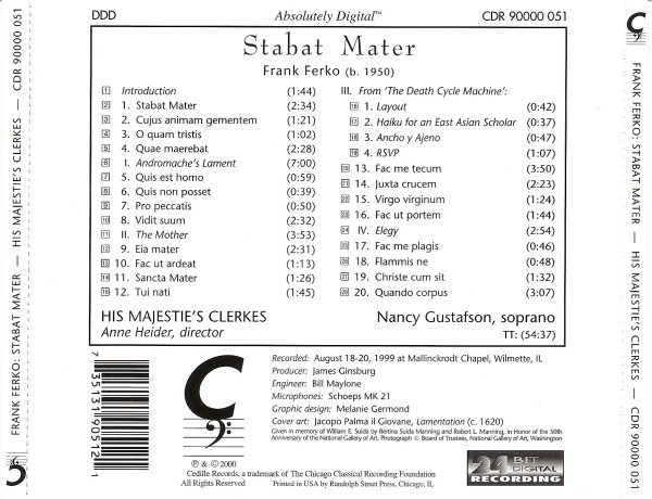 Frank Ferko, Anne Heider, Nancy Gustafson, His Majestie's Clerkes-1