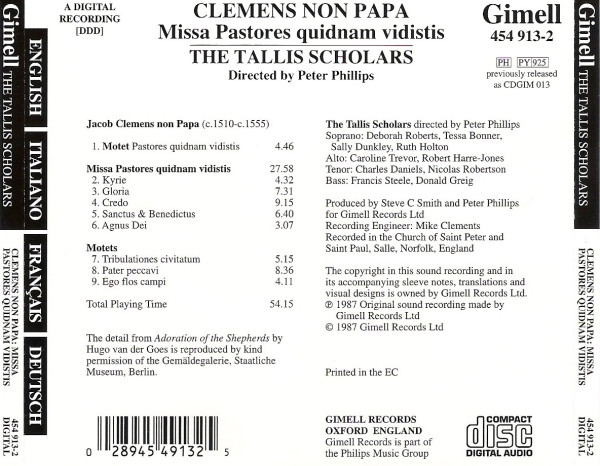 Clemens Non Papa, The Tallis Scholars, Peter Phillips (2)-1