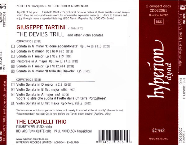 Giuseppe Tartini - Elizabeth Wallfisch, Richard Tunnicliffe, Paul Nicholson-1