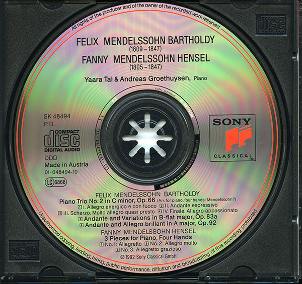 Felix Mendelssohn Bartholdy* / Fanny Mendelssohn Hensel - Duo Tal & Groethuysen-2