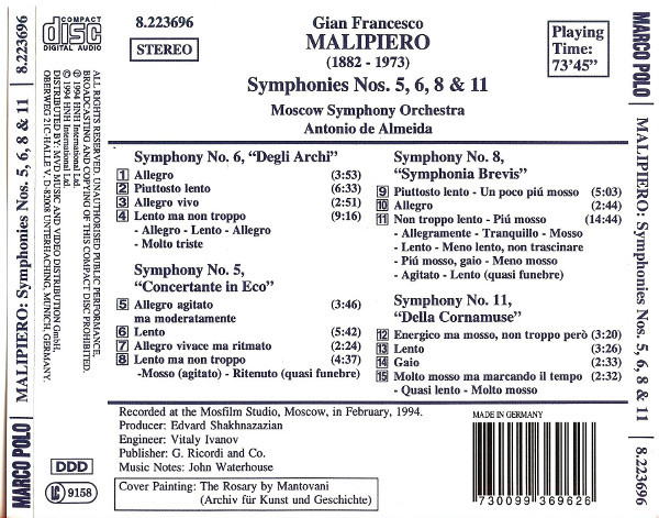 Gian Francesco Malipiero, The Moscow Symphony Orchestra, Antonio De Almeida-1