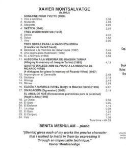 Xavier Montsalvatge, Benita Meshulam-1