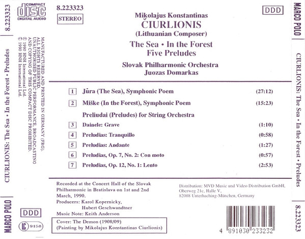 Mikalojus Konstantinas Čiurlionis - Slovak Philharmonic Orchestra, Juozas Domarkas-1