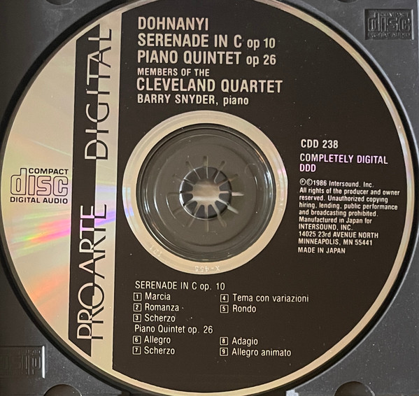 Ernst Von Dohnanyi* – Cleveland Quartet*, Barry Snyder-2