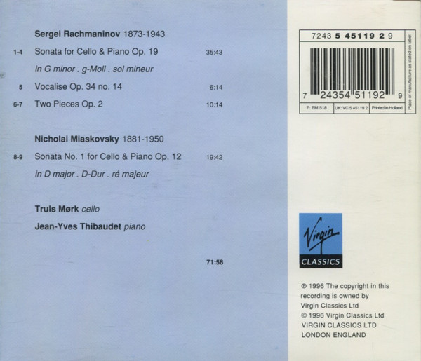Sergei Rachmaninoff, Nikolai Myaskovsky - Truls Mørk, Jean-Yves Thibaudet-1