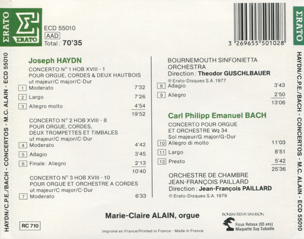 Joseph Haydn / Carl Philipp Emanuel Bach - Theodor Guschlbauer / Jean-François Paillard / Marie-Claire Alain-1