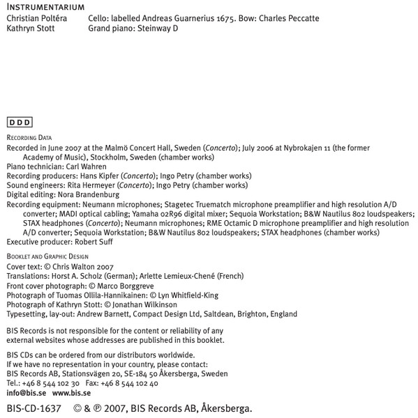 Frank Martin (3) - Christian Poltéra, Kathryn Stott, Malmö Symphony Orchestra, Tuomas Ollila-Hannikainen-3