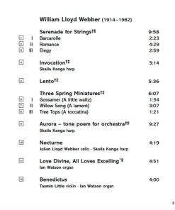 William Lloyd Webber : Tasmin Little, Julian Lloyd Webber, City Of London Sinfonia, Richard Hickox-2