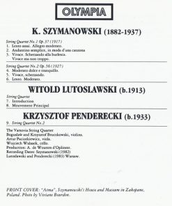 Szymanowski* / Lutoslawski* / Penderecki*, The Varsovia Quartet*-3