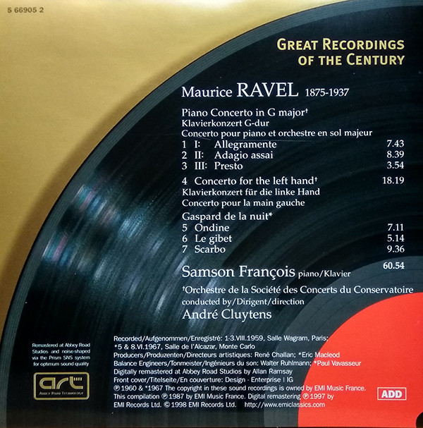 Ravel*, Samson François, André Cluytens, Orchestre De La Société Des Concerts Du Conservatoire-3
