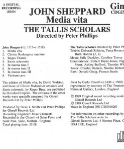 John Sheppard, The Tallis Scholars Directed By Peter Phillips (2)-1