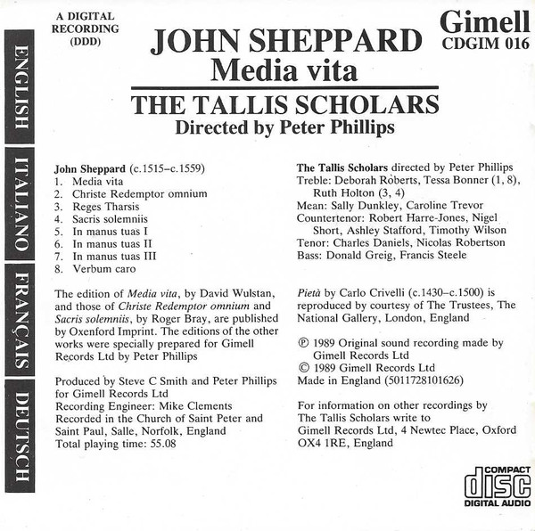 John Sheppard, The Tallis Scholars Directed By Peter Phillips (2)-1