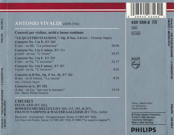Vivaldi* - I Musici, Roberto Michelucci-1