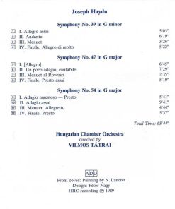 Joseph Haydn, Hungarian Chamber Orchestra, Vilmos Tátrai-1