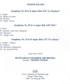 Joseph Haydn, Hungarian Chamber Orchestra, Vilmos Tátrai-1