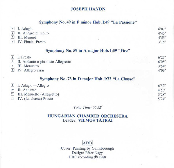 Joseph Haydn, Hungarian Chamber Orchestra, Vilmos Tátrai-1