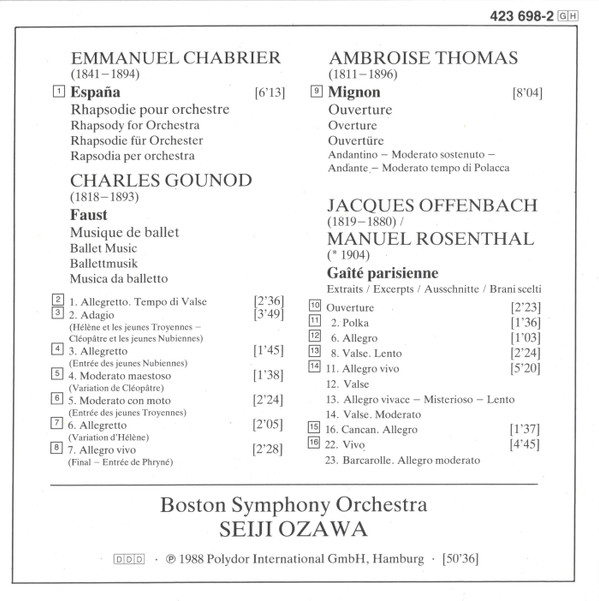 Offenbach* / Gounod* / Chabrier*, Thomas* - Boston Symphony Orchestra, Seiji Ozawa-2