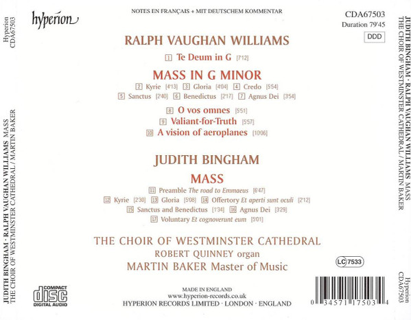 Vaughan Williams* / Judith Bingham - Westminster Cathedral Choir, Robert Quinney, Martin Baker (2)-2