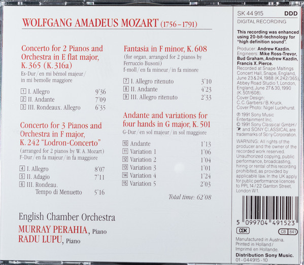 Mozart* / English Chamber Orchestra, Murray Perahia, Radu Lupu-3