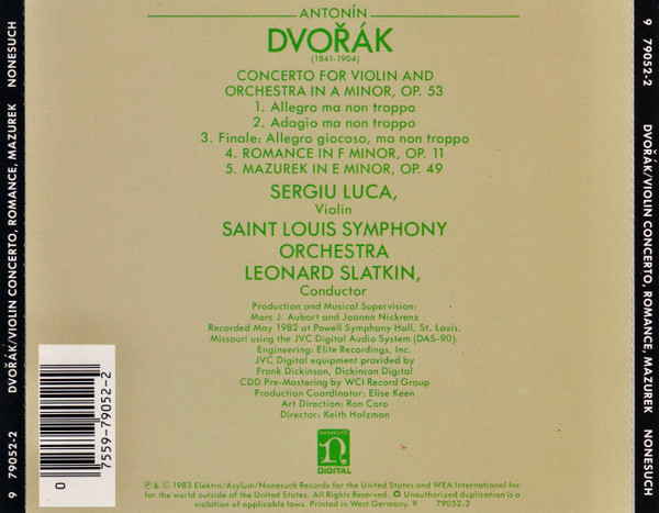 Dvořák*, Sergiu Luca, Saint Louis Symphony Orchestra, Leonard Slatkin-1