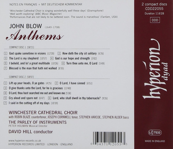 John Blow / Winchester Cathedral Choir • The Parley Of Instruments • David Hill-1