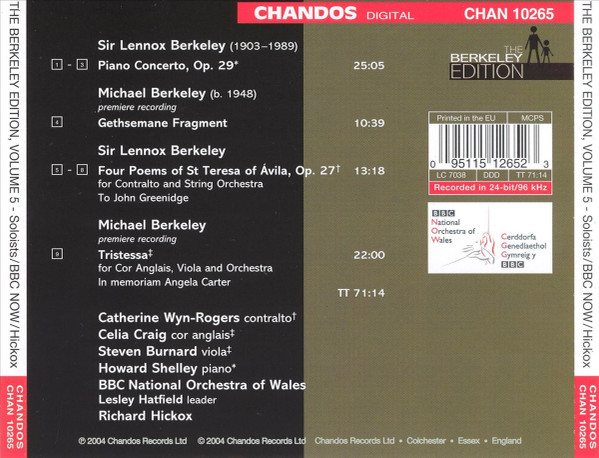 Lennox* And Michael Berkeley, Catherine Wyn-Rogers, Howard Shelley, BBC National Orchestra Of Wales, Richard Hickox-2